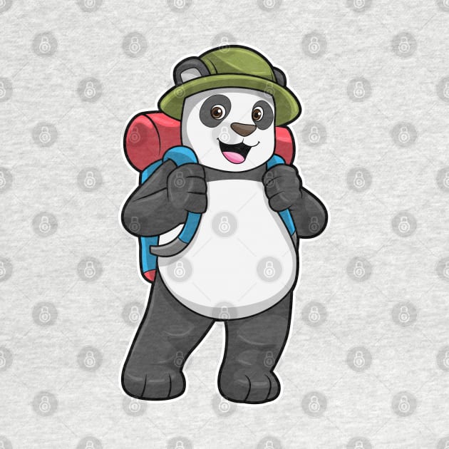 Panda as Hiker with Backpack by Markus Schnabel